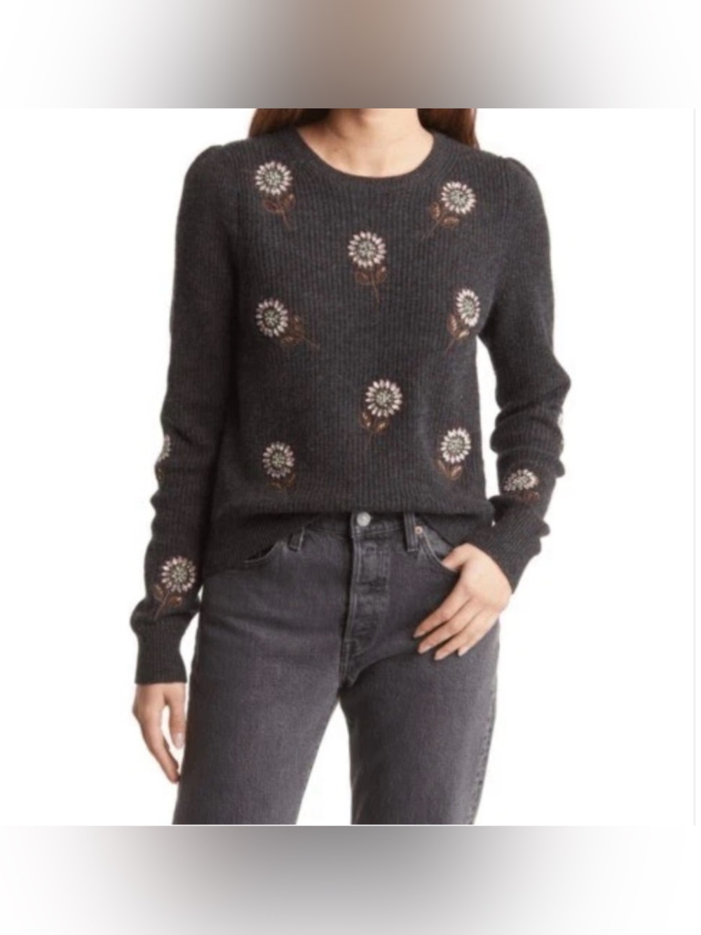 Boden Sweater Crystal flower embellished alpaca/wool